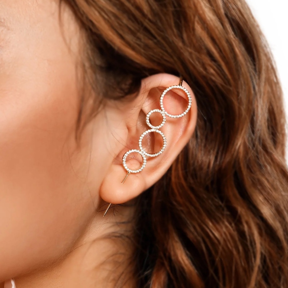 NWT Oreylo Gold Linked Circle Earrings